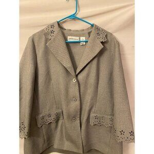 Alfred Dunner Womens Gray Blazer Suit Jacket womens Plus Size 18 Cute Design